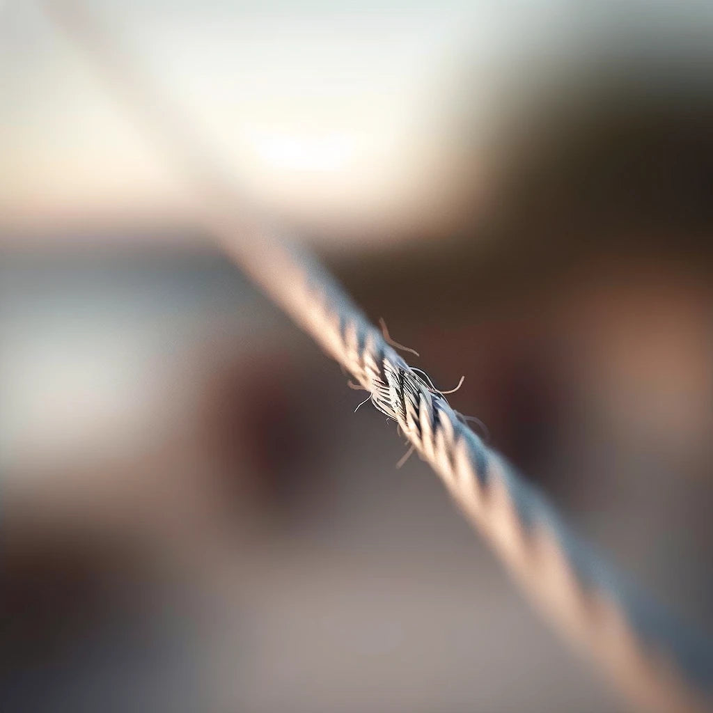 Stock image of a string pulled tight and fraying. 